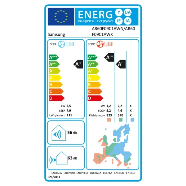 Samsung Comfort S2 Wind-Free AR60F09C1AWNEU/X Wandklimageräte Set - 2,50 kW