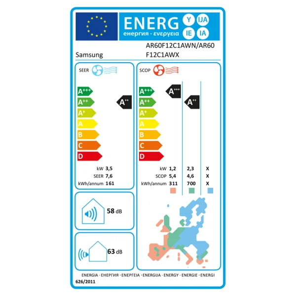 Samsung Comfort S2 Wind-Free AR60F12C1AWNEU/X Wandklimageräte Set - 3,50 kW