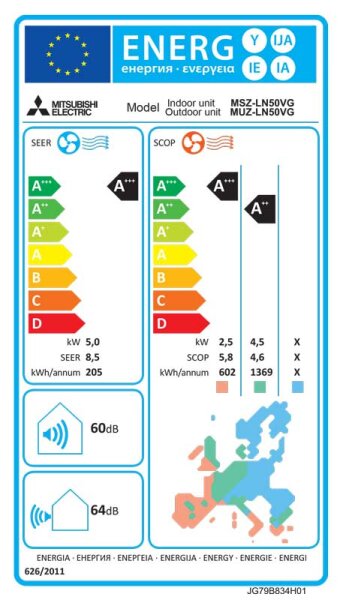 Mitsubishi Electric Diamond  MSZ-LN50VG2V Wandklimageräte Set - 5,0 kW