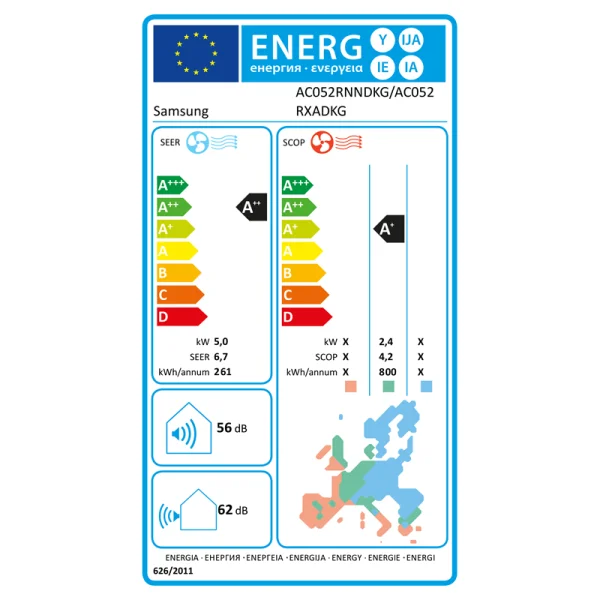 Samsung Wind-Free 4 Wege Mini AC052RNNDKG/EU Deckenkassettenklimageräte Set - 5,00 kW
