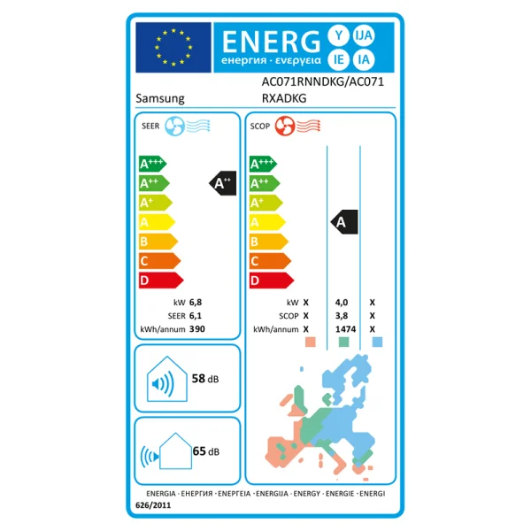 Samsung Wind-Free 4 Wege Mini AC071RNNDKG/EU Deckenkassettenklimageräte Set - 6,80 kW