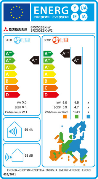 Mitsubishi Heavy SRK50ZSX-WFB Wandklimageräte Set - 5,0 kW