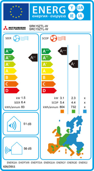 Mitsubishi Heavy SRK15ZTL-W Wandklimageräte Set - 1,50 kW
